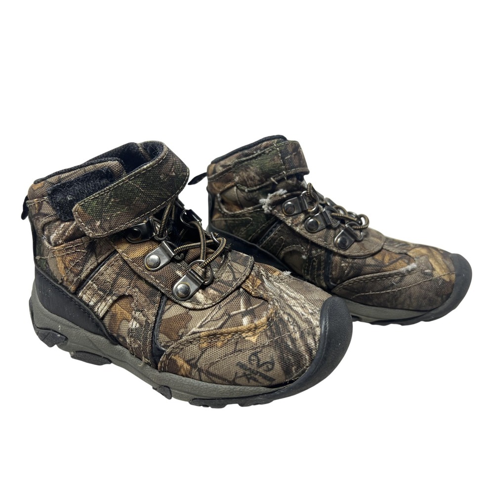 Camouflage Combat Hiking Boots Youth Size 10 Brown Outdoor Lace Up Hunting